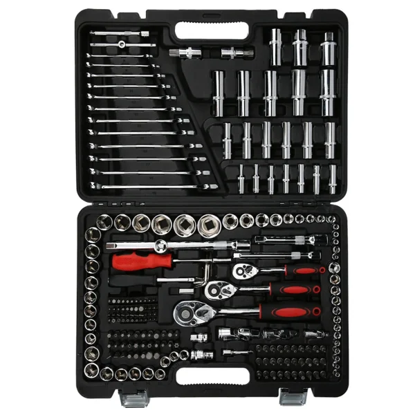 215Pcs Ratchet Wrench Set 1/4in 3/8in 1/2in Socket Set Tool Case Hand Tool Kits Box LPD00057 - Image 2