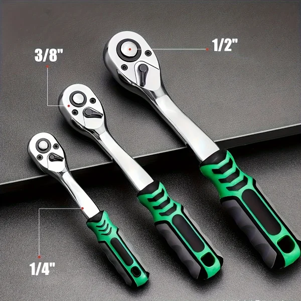 1/2,1/4,3/8 Inch Drive Ratchet Wrench Set,108/121/151pcs Drive Socket Set, With S2 & CR-V Sockets,Metric Hex Bit Socket Set - Image 2